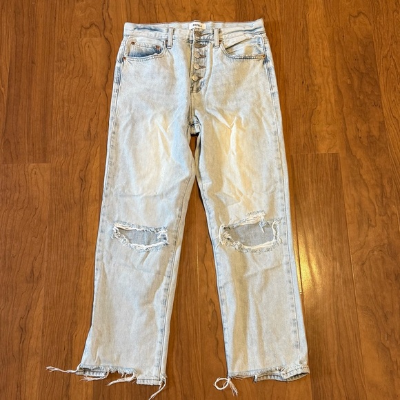 PISTOLA Charlie Light Wash Distressed Denim Jeans Straight Leg Button Fly Sz 28 - Picture 1 of 6